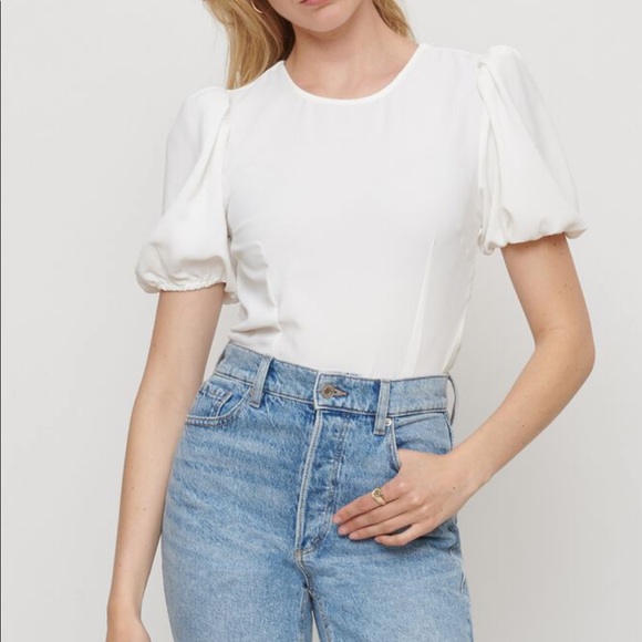 Open Back Puff Sleeve Short Sleeve Top - Picture 4 of 4